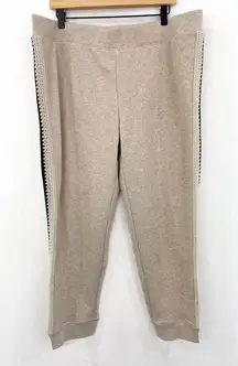 NEW Chico's French Terry Tan Joggers Crochet Trim size 3 16/18 Boho Loungewear