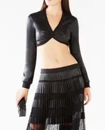 BCBGMaxAzria NWT Twist Front Faux Leather Crop Top