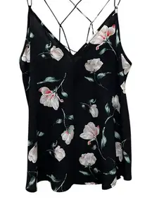 Sienna Sky Floral Camisole Strappy Back Tank Top Black Women’s Size Small