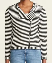 PREMISE Striped Moto Jacket Black & White Size 8 NEW