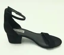 Steve Madden Irenee Black Suede Ankle Strap Block Heel Size 10