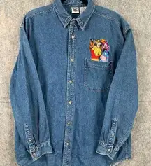 The Disney Catalog Vintage Winnie The Pooh Womens Size Large Denim Button Down