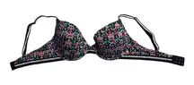 JUST BE, Women’s Geometric Bra, 34B, Black, Green, Peach, Pink, Silver.