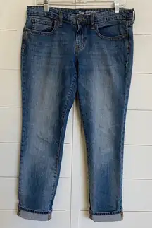 GAP Boyfriend Fit Jeans Womens US 6 28R Blue Denim Cropped Cuffed Casual