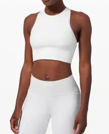 Ebb to Train *sun Lululemon Sports Bra size 8 white and pink high neck