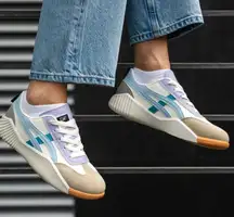 DF DE FLORANCE Cloudea™ women’s Sneakers Size 9.5 blue purple tan white