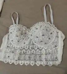 Windsor White Bedazzled Bra Top Small