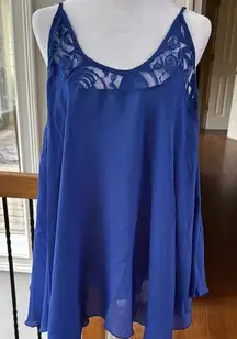 Umgee Royal Blue Lace Inset Camisole Swing Top relaxed flowy baby doll blouse