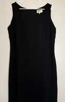 Studio I Black Sheath Midi Dress Scoop Neck Sleeveless