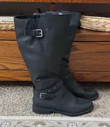 Naturalizer Soul Knee Boot Vikki Black Buckle 7 WC Wide Calf