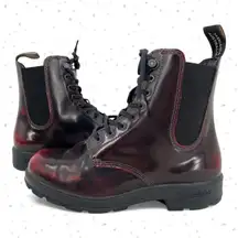 Blundstone Boots Bordeaux Brush Red Leather Lace Up Chelsea Shoes Size AU 4.5