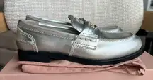 Miu Miu Coin Penny Loafers in Silver