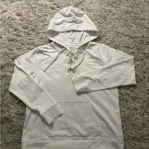 J. Crew Off-White Lace-Up Hoodie Size M