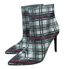 International Concepts Reisa Plaid Bling Stiletto Ankle  Bootie. NWT & box