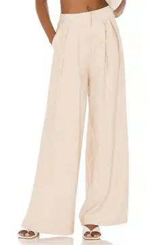 Revolve SNYDS Hills Pant High Rise Wide Leg Pleated Pants in Cream Medium