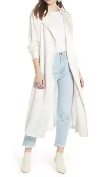 NEW Something Navy Pastel Tie Dye Satin Long Trench Coat S