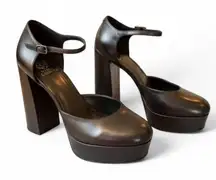 Vince Camuto Grenela Block Heel Platform Pump Leather Ankle Strap High Heels 11