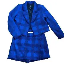 House of Harlow  1960 x Revolve 2 Piece Suit set shorts blazer blue  L