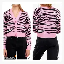 Grey Lab Animal Print Cardigan Pink/Black