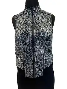 Cache Lined Vest Front Zipper Top New Gray Sueded Trim Banded Bottom $148 NWT