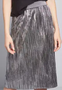 ModCloth Fold Accountable Pleated Midi Skirt in metal xs