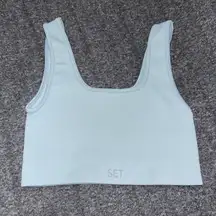 Box Cut Bra Size XS Grey Blue Color Light Support Workout Sports Bra