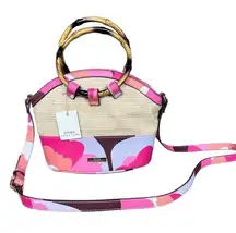 NWT Trina Turk Crossbody Rainbow Petals Purse Natural Pink