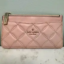 Kate Spade Natalia Cardholder Wallet in Rose Smoke Pink Quilted Slim Small