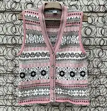 Vintage 90s Gina peters pink and gray fair isle knit sweater vest