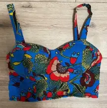 BOG Collective Bustier Crop Top XS Floral Padded Adjustable Straps