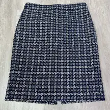 J.Crew Lady Liberty Tweed Blue Metallic Houndstooth No. 2 Pencil Skirt Career
