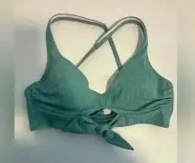 Women's Light Lift  Textured Bikini Top Shade & Shore Teal tie front 32B