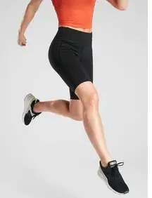 Athleta Velocity Mesh 10" Biker Short Black Athletic Gym Workout NEW Womens XS