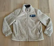 Pendleton Beige Sherpa Zip Up Jacket Plaid Pocket Size XL