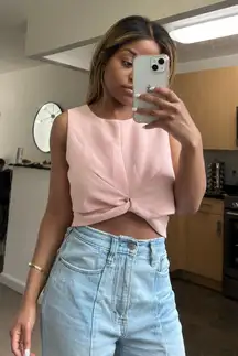 Pink Cutout Crop Top