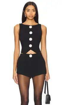 MAJORELLE Elegant Black Vest with Silver Accents