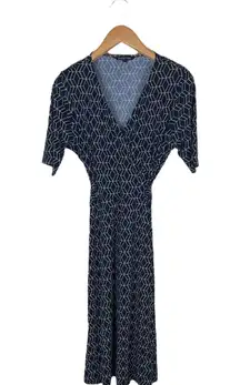 41 Hawthorn  Woman’s Plus Size 1X Navy Midi A Line Fit And Flare