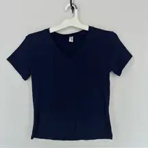 Basic Short Sleeve V Neck T Shirt Women’s XS Blue