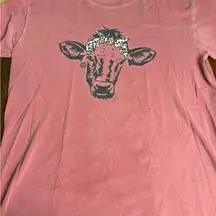 Girlie Girl Short Sleeve Tee with‎ Cow Graphic