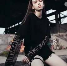 Punk rave letter couples top