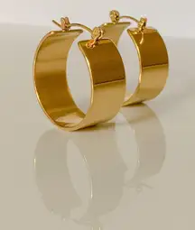 18k Gold Hoop Earrings Chunky Gold Hoop Earrings Simple Gold Earrings