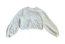 NEW Open Edit Cropped Chunky Sweater Cream White Open‎ Back Tie Bow Womens Small