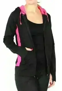 Hoodie with thumb holes Black/Pink Womens Size Medium