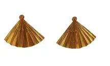 Women’s Signed CARLA Yellow Gold 14K GF Tri Color Fan Earrings NO BACKS