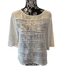 Macrame Lace Quarter Sleeve Blouse Cottage Shirt Fairycore