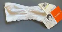 Vintage Warner's 34B Bra Wire-Free Bandeau White Flower Lace Strapless New