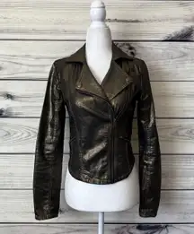 Gold & Black Metallic Fitted Motorcycle Jacket