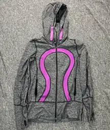 Lululemon Heathered Gray Full Zip Hoodie Size 6 Double Zip Up & Down