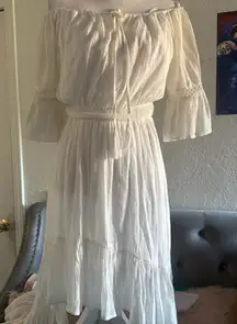 Miss Avenue Off-Shoulder Cream Mini Dress