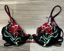 Rampage Y2K Rose Semi Sheer Strappy Bra Women’s 34C